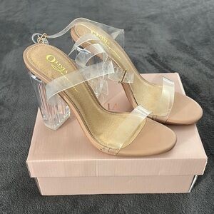 Womens Heels Clear Strap Open Toe Party Dress Sandals‎ Shoes Size 8.5